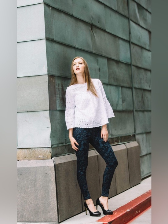 LEVEL 99 Janice Mid Rise Skinny Denim Jeans Floral Jamaica Dark Blue 26 - Picture 10 of 10